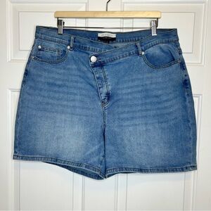 Eloquii Elements Plus Size Denim Shorts Cross Front Detail 16‎
